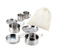 Hemobllo 1Ensemble Casseroles de Camping Inoxydable Portable Kit de Cuisine Multifonction pour Randonnée et Extérieur Comprenant Casserole Poêle Assiettes et Tasses
