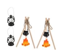 Hemobllo 2 Ensembles Accessoires Maison Poupée Miniatures Poêle Suspendu et Feu de Camp Décoratif Ambiance Réaliste pour Scène Hiver et Camping Décor Cheminée Miniature pour Photographie