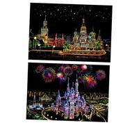Hemobllo 2 ensembles Papier à Gratter DIY Vue Nocturne Jeu de Création Artistique Arc Ciel pour Adultes et Garçon Fille Cadeau Ludique pour Développement Manuel et Détente