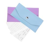 Hemobllo 2 Ensembles Pochette PU pour Budget Femme Organisateur Réutilisable avec Cartes PVC et Stickers Porte Monnaie Compact Étanche pour Espèces Reçus et Chèques Design Élégant Violet