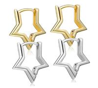 Hemobllo 2 paires Boucles Oreilles Minimalistes Petites Créoles Étoile pour Femmes et Hypoallergéniques Design Classique Facile à Porter Lot de Or et