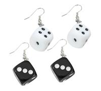 Hemobllo 2 paires Boucles Oreilles Pendantes Punk Dés Résine Légères pour Femmes Lot Noir et Blanc Bijoux Fantaisie Durables et Faciles à Porter