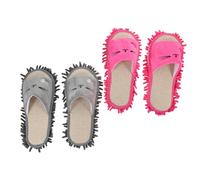 Hemobllo 2 paires Pantoufles de Nettoyage de Sol Mopping Slippers Antidérapantes et Durables Lot pour Femmes et Hommes Semelle Microfibre pour Intérieur Confortables et Légères