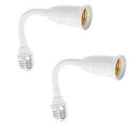 Hemobllo 2 Pièces Adaptateur de Douille E27 Orientable 360° Rallonge 295 | Bras Flexible, Construction Modulaire Détachable, Plastique et Métal, Blanc, pour Armoires Hautes et Bureaux