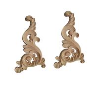 Hemobllo 2 pièces Appliques Sculpté Décorations Massif pour Meubles Portes Chambres Style Chinois Durable et Personnalisable Décor Mural Meuble Salon Salle à Manger Cuisine