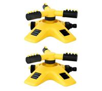 Hemobllo 2 pièces Arroseur de Jardin Rotatif Automatique Pulvérisateur Eau avec Triple Hélice pour Pelouse Potager Fleurs et Gazon Résistant Jaune