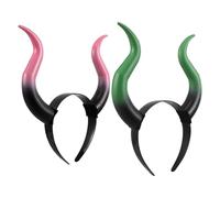 Hemobllo 2 Pièces Bandeau Cornes de Démon pour Halloween Accessoires Costume de Taureau et Diable pour Adultes Fête Cosplay Bandeau Cheveux Cornes Cowgirl Mix Vert et Rose