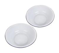 Hemobllo 2 Pièces Bassins Émaillés Rétro Émail Épais Bols Multifonctions pour Cuisine et Lavage Résistants Aux Taches et Odeurs Blanc Classique