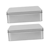 Hemobllo 2 pièces Boîtes de Rangement Métal avec Couvercles Laiteux Conteneurs Rectangulaires pour Bonbons Biscuits et Petits Objets Boîtes de Conservation Multifonctionnelles Fer