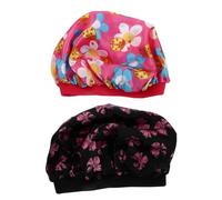 Hemobllo 2 pièces Bonnet de Nuit Satin Garçon Fille Élastique Confortable Respirant pour Sommeil et Protection Cheveux Motifs Noeud et Fleur Rose