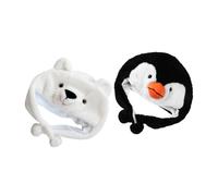 Hemobllo 2 Pièces Bonnet Garçon Fille Peluche Pingouin et Ours Polaire Chaud et Doux Bonnet Animal pour Tout- Accessoire Cosplay Halloween et Fête