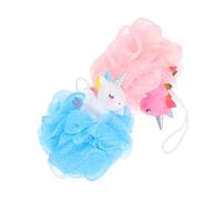 Hemobllo 2 pièces Boules de Bain Maille Licorne pour Garçon Fille Exfoliantes Génération de Mousse Épaisse Gommage Corporel Confortable et Nettoyage Facile
