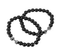 Hemobllo 2 pièces Bracelet de Perles Poids Au Poignet pour Hommes Style Haltère Noir et Confortable pour Usage Quotidien et Occasions Formelles