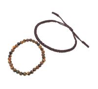 Hemobllo 2 pièces Bracelet Perles Tressé Main Bracelet Cordon Élastique Mixte et Pierre Accessoire Décoratif pour Femme et Homme pour et Fêtes