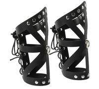 Hemobllo 2 pièces Bracelets Cuir Cosplay Manchettes Punk Unisexes Légères Protège Bras Gothique pour Costumes et Performances
