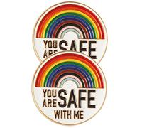 Hemobllo 2 pièces Broches Émaillées Pins Décoratifs Arc Ciel You Are Safe With Me pour Vêtements et Sacs Bijoux Féminins Accessoires de Fierté