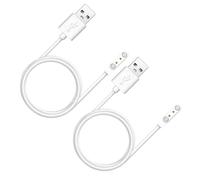Hemobllo 2 Pièces Câble de Charge pour Montre Connectée à 2 Broches, Câble USB Magnétique pour Montre Connectée, 2 Pin 4,0mm, Pvc et Aimant, Blanc, Anti-surtension et Anti-surintensité,