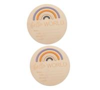 Hemobllo 2 pièces Cartes Étapes Bois Panneau Naissance Rond avec Motif Arc-ciel Signal Naissance Accessoire Photo et Souvenir Cadeau Mois pour Hôpital et Shower Couleur Couleur Aléatoire