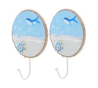 Hemobllo 2 Pièces Coastal Wall Hooks Hand-painted Decorative Mediterranean Sea Life Hooks Coastal Wall Decor For Bathrooms Kitchen Beach Houses