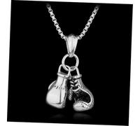 Hemobllo 2 pièces Collier Gants de Boxe Métal Argenté Pendentif Punk Créatif pour Femme et Homme Ensemble Chaîne Style Ras Cou Résistante