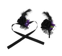 Hemobllo 2 Pièces Corsage Poignet Vintage Noir pour Mariage et Halloween Fleur Artificielle et Confortable Bracelet Floral Élégant pour Demoiselles et Fête Nuptiale