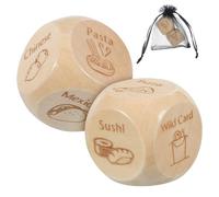 Hemobllo 2 pièces Dés Décideurs de Repas Bois Accessoire de Jeu Compact avec Options Alimentaires Dés Amusants pour Décision Rapide du Dîner pour Famille et Soirées