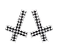 Hemobllo 2 Pièces Écusson Croix Noire en Strass Thermocollant pour | Application Facile au Fer, Effet Scintillant, pour Coton, Denim et Toile, Format 7x4,7cm