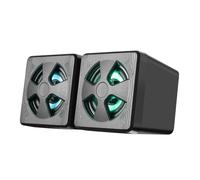 Hemobllo 2 pièces Enceinte PC Mini Portable USB avec Rétroéclairage RGB Subwoofer Externe Stéréo Puissant Compatible Ordinateur Portable et Bureau Décoration LED Moderne