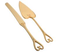 Hemobllo 2 Pièces Ensemble couteau et pelle ustensiles de serveur pour couper des gâteaux pelle à et spatule pelle à gâteau et couteau acier Pâtisserie cuire bien Alliage de zinc Doré