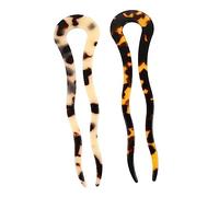 Hemobllo 2 pièces Épingles U Forme Française Ondulées pour Chignon Baguettes Acétate Lot de Piques pour Coiffure Bun Accessoires Femme pour Mariage et Fête