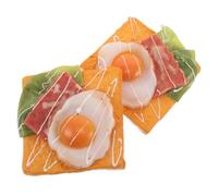 Hemobllo 2 Pièces Faux Food Props Realistic Artificial Fried Egg and Toast Model for Bakery Display Cafe Decor Photography and Visual Merchandising