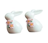 Hemobllo 2 Pièces Figurine Céramique de Décoratif Statuette Accents Floraux pour Décoration de Pâques Intérieure