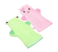 Hemobllo 2 pièces Gants de Exfoliants pour Garçon Fille Moufle Corps Douce Réutilisable Gommage pour Peau Sensible Motifs Animaux Mignons