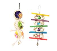 Hemobllo 2 pièces Jouets Suspendus Rotin Tressé pour Perroquets Jouets à Mâcher Durables et Sûrs pour Oiseaux de Compagnie Accessoires Enrichissement pour Cages