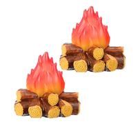Hemobllo 2 pièces Lampe LED Effet Flamme Fausse Feu de Camp Miniature Étanche sans Batterie pour Décoration Halloween Noël Extérieur