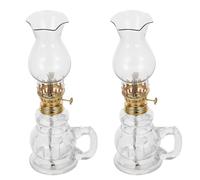 Hemobllo 2 Pièces Lanterne à Pétrole Décorative Vintage, Portable, Verre | Électricité, Éclairage Stable et Résistant au Vent, pour Tentes et Soirées au Jardin, avec Cheminée