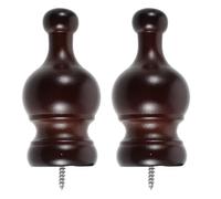 Hemobllo 2 Pièces Lot de Embouts pour Tringles à Rideaux en Bois Style Vintage Couronne Café, Installation DIY sans Échardes, pour Maison et Bureau