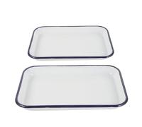 Hemobllo 2 pièces Lot Plaques Émaillées Rectangulaires Résistantes Chaleur Antiadhésives Multifonctions pour Cuisson Rôtissage et Service Compatibles Lave-vaisselle
