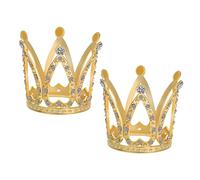 Hemobllo 2 Pièces Mini Couronnes Décoratives Dorées Alliage avec Strass Décorations Gâteau Princesse pour Fêtes et Mariages