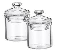 Hemobllo 2 Pièces Mini Modèle De Stockage Ménage Pots Miniatures De Maison De Poupée Pots De Maison De Poupée Conteneur avec Couvercle Lunettes Miniatures Vide Un Transparent