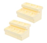 Hemobllo 2 Pièces Miniature Vegetable Display Shelf Set Realistic Dollhouse Produce Rack Beige Miniature Furniture for Doll House Decor and Storage