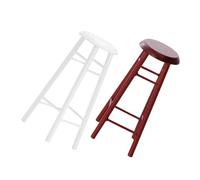 Hemobllo 2 Pièces Miniature Wooden Stool Set for Dollhouse DIY Mini Bar High Stool Chairs in and Tiny Furniture Model for Doll House Kitchen and Living Scene