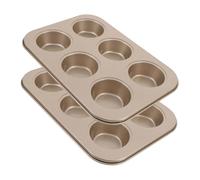 Hemobllo 2 pièces Moule à Muffins Antiadhésif Plaque Ronde Cavités Acier Inoxydable pour Mini Cakes Cupcakes Aux Œufs Facile à Démouler et Nettoyer Usage Domestique