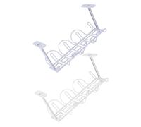 Hemobllo 2 pièces Organisateur de Câbles sous Bureau avec Fixation Support de Rangement Filaire pour Bureau Panier de Gestion Câble sous Table Blanc et Gris