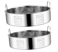 Hemobllo 2 pièces Panier Vapeur Inox avec Poignées Insert Vapeur pour Cuisson Riz Légumes Fruits de Mer Robuste et Facile à Nettoyer pour Usage Domestique et Professionnel