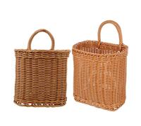 Hemobllo 2 pièces Paniers de Rangement Suspendus Muraux Tressés Main Lot de Style Campagne Organisateurs de Cuisine et Décoration Naturelle pour Plantes et Fleurs