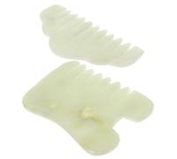 Hemobllo 2 pièces Peigne de Massage Jade Peigne Gua Sha Rigide pour Chevelu et Points Acupression Stimule la Circulation Sanguine Du Chevelu et Maux de Tête Adapté Cheveux Épais et Longs