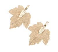 Hemobllo 2 pièces Pendentifs Érable Plaqué Cuivre Lot de Accessoires Métal pour Fabrication Bijoux DIY Collier Boucles Oreilles Design Grain Naturel Doré