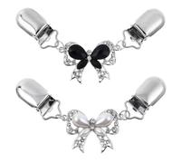 Hemobllo 2 Pièces Pinces à Cardigan Élégantes et Résistantes Clips Décoratifs pour Pulls Écharpes et Cols Accessoires de Mode Vintage Femme Blanc et Noir