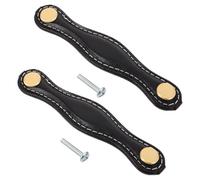 Hemobllo 2 Pièces Poignées Cuir pour Meuble Poignées Vintage Cuir PU Résistantes Aux Rayures et Valise pour Armoire Commode et Placard Style Rétro
